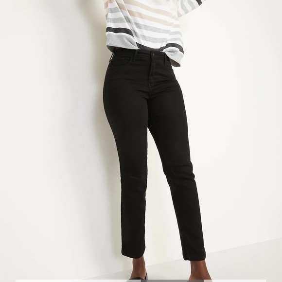 Old Navy—High-Waisted Slim Straight Black Jeans - Picture 1 of 2